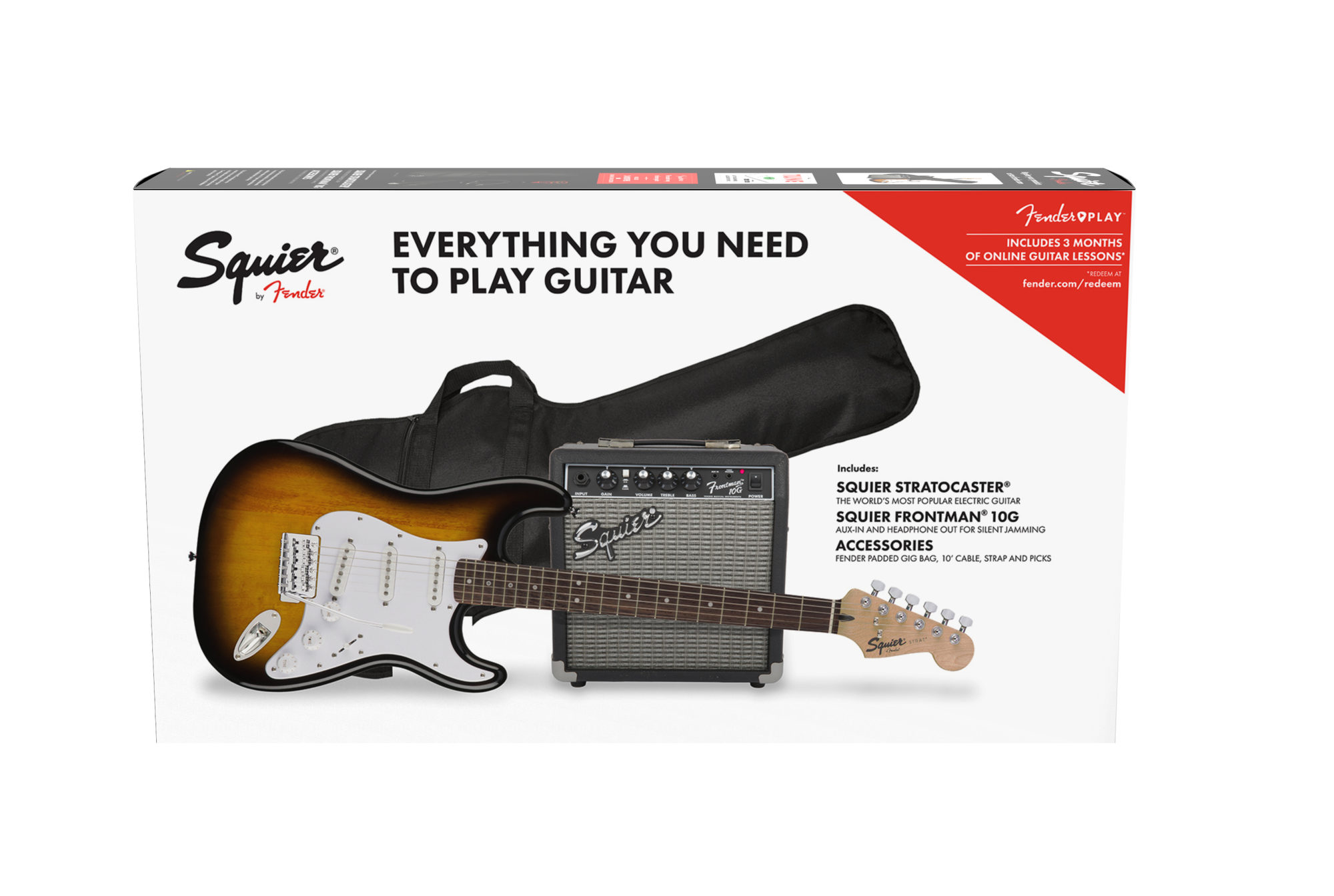 Squier Stratocaster Pack, Brown Sunburst