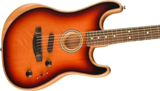 Acoustasonic Strat, 3 Color Sunburst, Ebony FB, w/ Bag