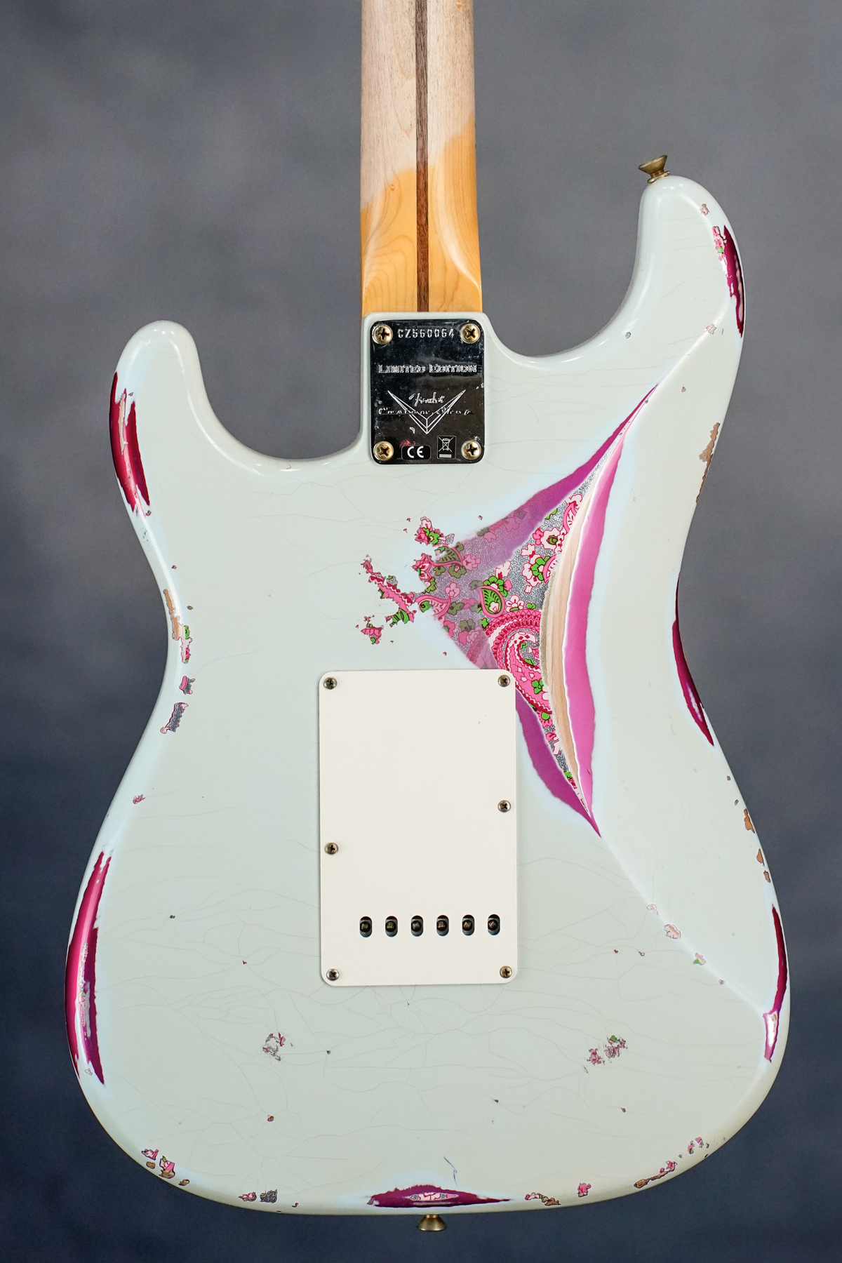 LTD MISCHIEF MAKER - HEAVY RELIC, SUPER FADED AGED SONIC BLUE OVER PINK PAISLEY