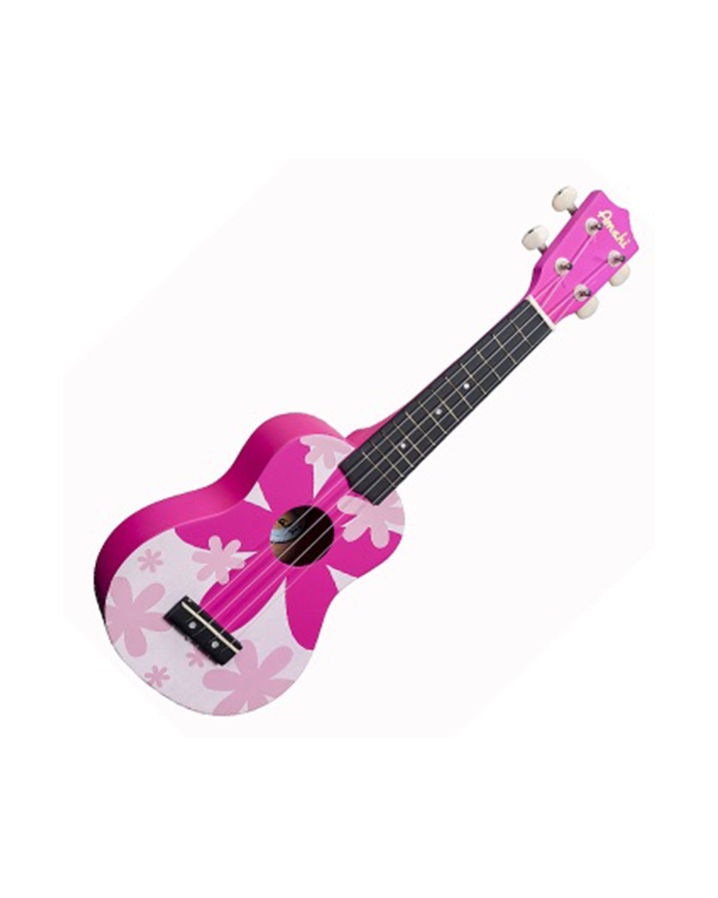 DDUK4 Tropical Series Soprano Uke, Pink Flower w/Carrying Bag