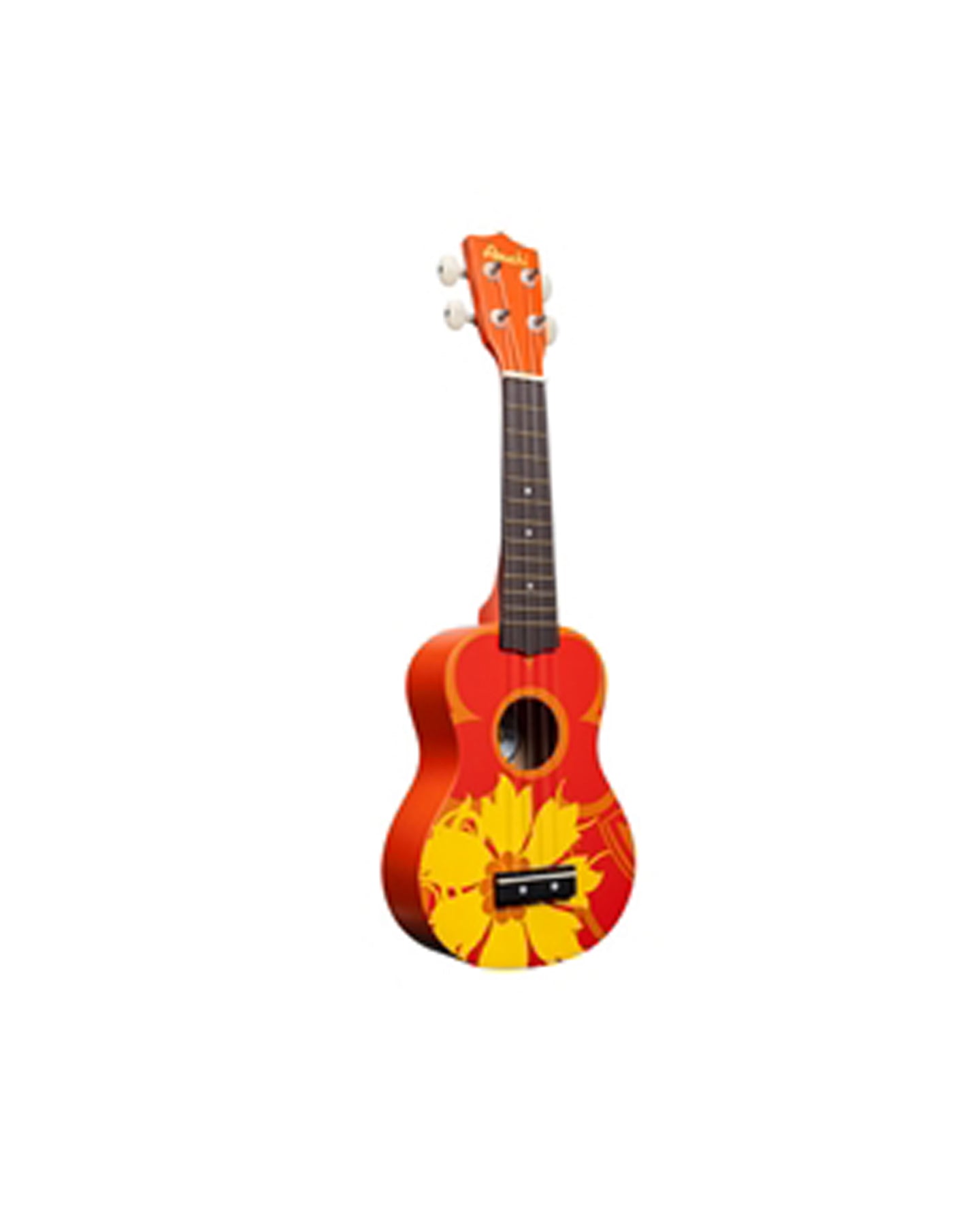 DDUK5 Tropical Series Soprano Uke, Orange Flower w/Carrying Bag