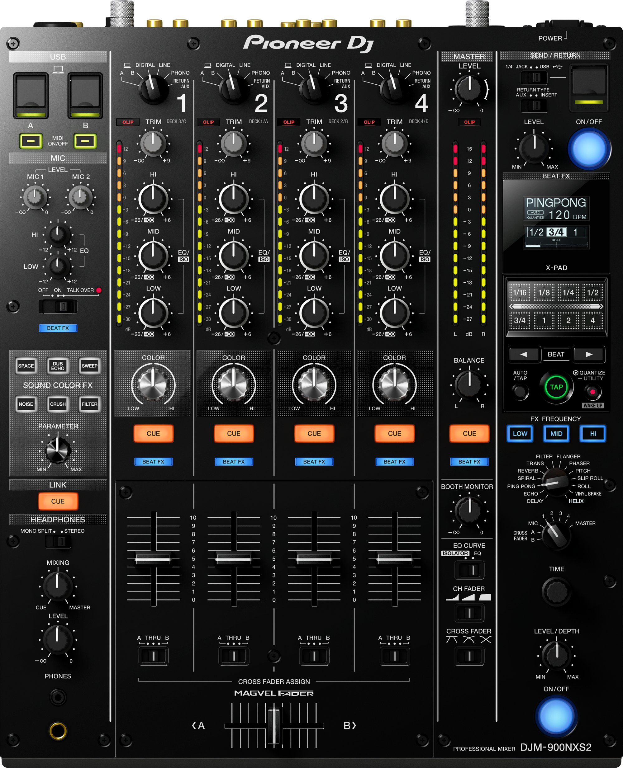 UXJCB Professional DJ Mixer - 4 Channel