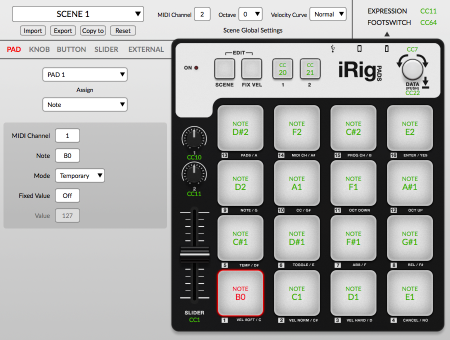 IK Multimedia iRig PADS Portable MIDI Pad Controller