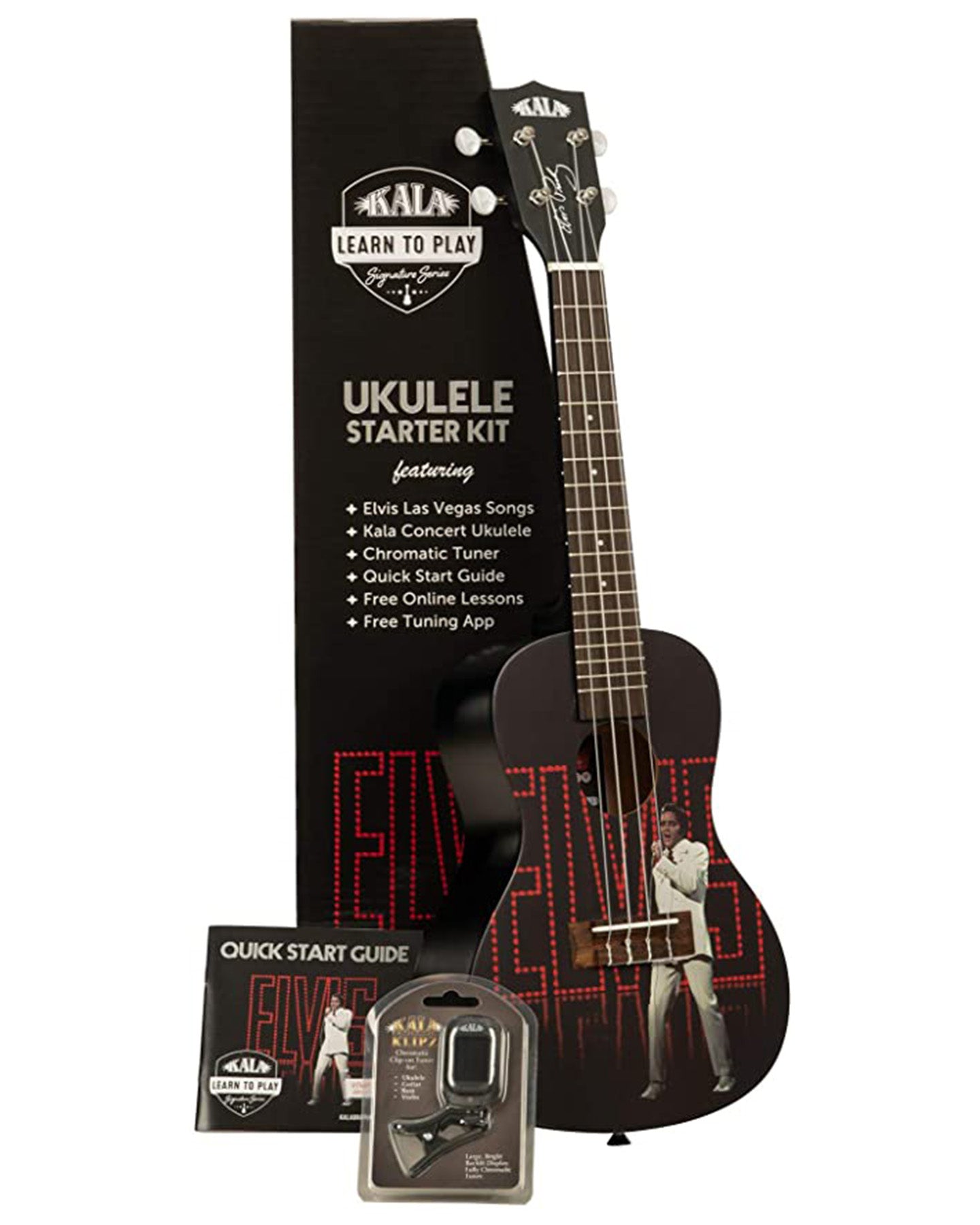 Learn To Play Elvis Viva Las Vegas Concert Ukulele w/ Song Booklet & Clip On Tuner