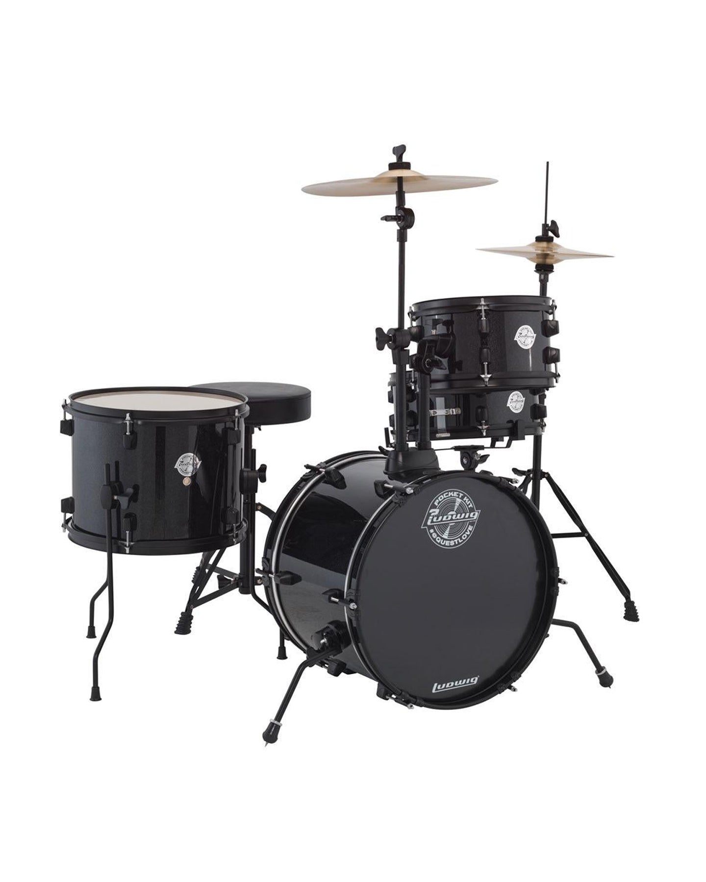 Pocket  Kit Questlove 4pc Shell Pack, Poplar, Black Spkl.