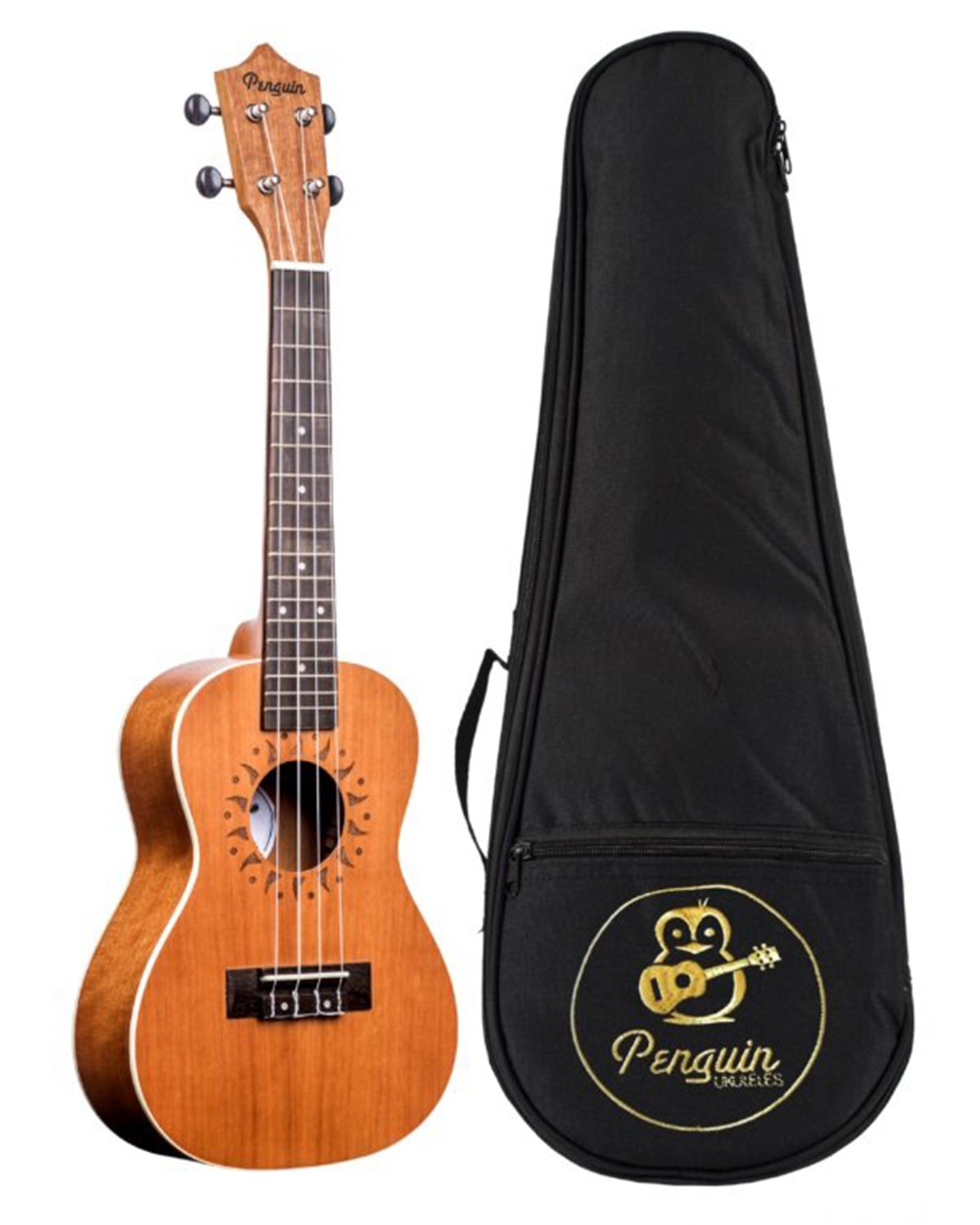 PGUKMC Penguin Concert Uke, Mahogany with Bag