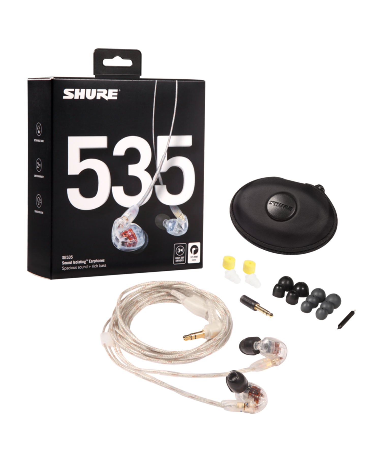 SE535-CL Sound Isolating Earphones with Triple High Definition MicroDrivers, Clear