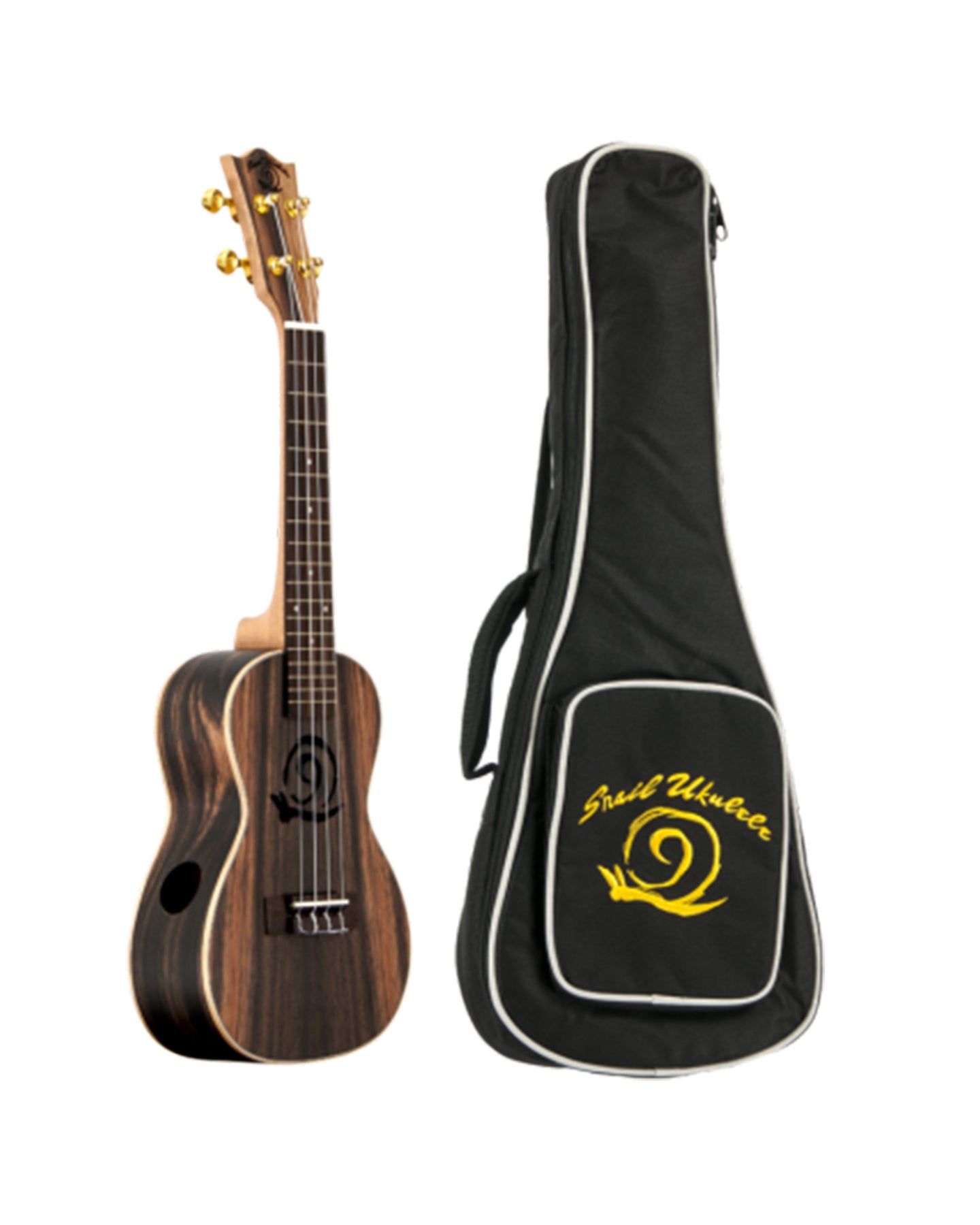 SNAILEBUK Snail Concert Ukulele, Ebony with Bag