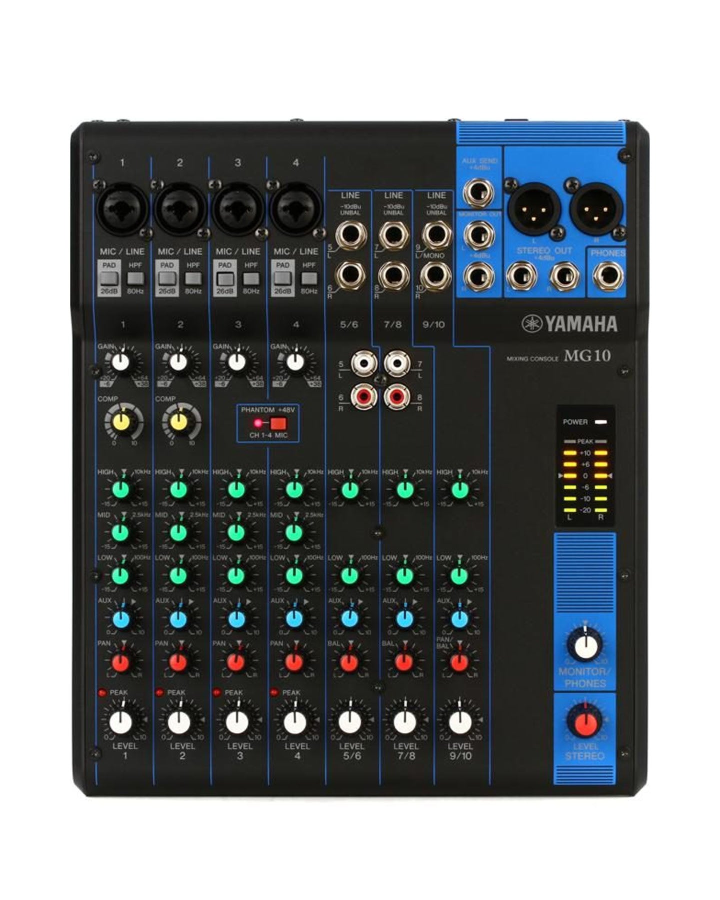 MG10 10-Input Stereo Mixer, 2 Channels of Single-knob Compression